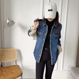 Women Jacket Autumn and Winter Loose Vintage Fleece-Lined Denim Shirt