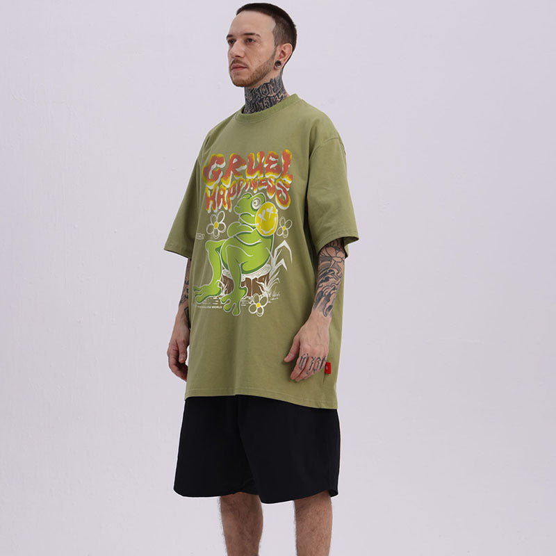 Men's T Shirt Hip Hop Cartoon Printed Short-Sleeved T-shirt Oversize for Men and Women