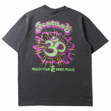 Hip-hop t-shirts: american high street style, short sleeve, skull & glow-in-the-dark letter print, relaxed fit, crew neck tee