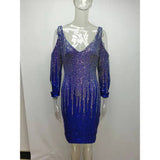 Women Evening Gown Sexy Flashing Sequins Dress Party Dress