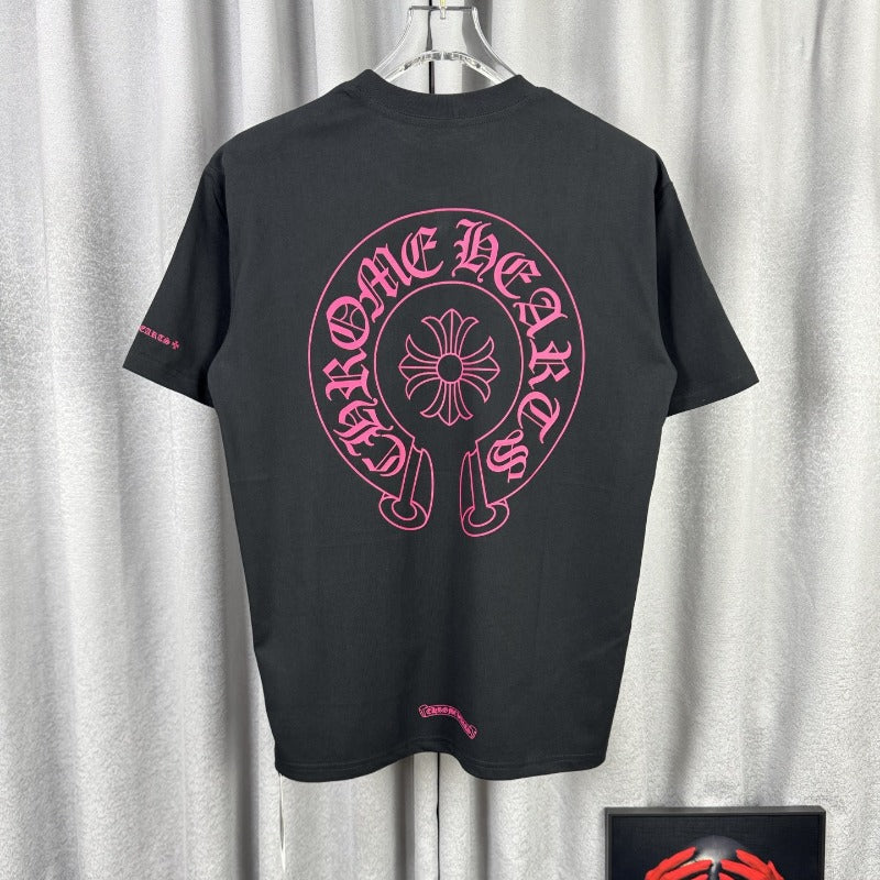 Ch hip-hop t shirts ch short-sleeved sanskritflap pocket pants horseshoe printingloosecasualpure cotton american heavy weight high street