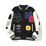 Saint m t jackets s.m character & letter graphic baseball jacket