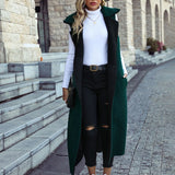 Women Trench Coat Autumn Sleeveless Lengthened Loose Composite Color Matching Plush Casual