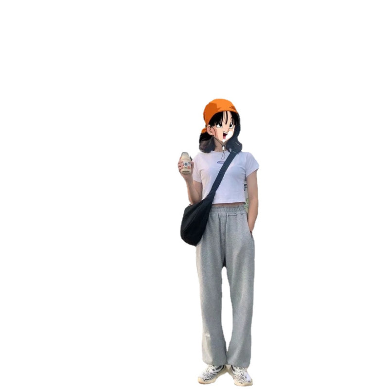 Women Sweatpants Loose Wide Leg Knitted Sports Casual Sweatpants Harem Pants