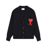 Ami arauneif big heart high weight v neckfall and winterknittingoutwearcardigan woolen clothes single breasted