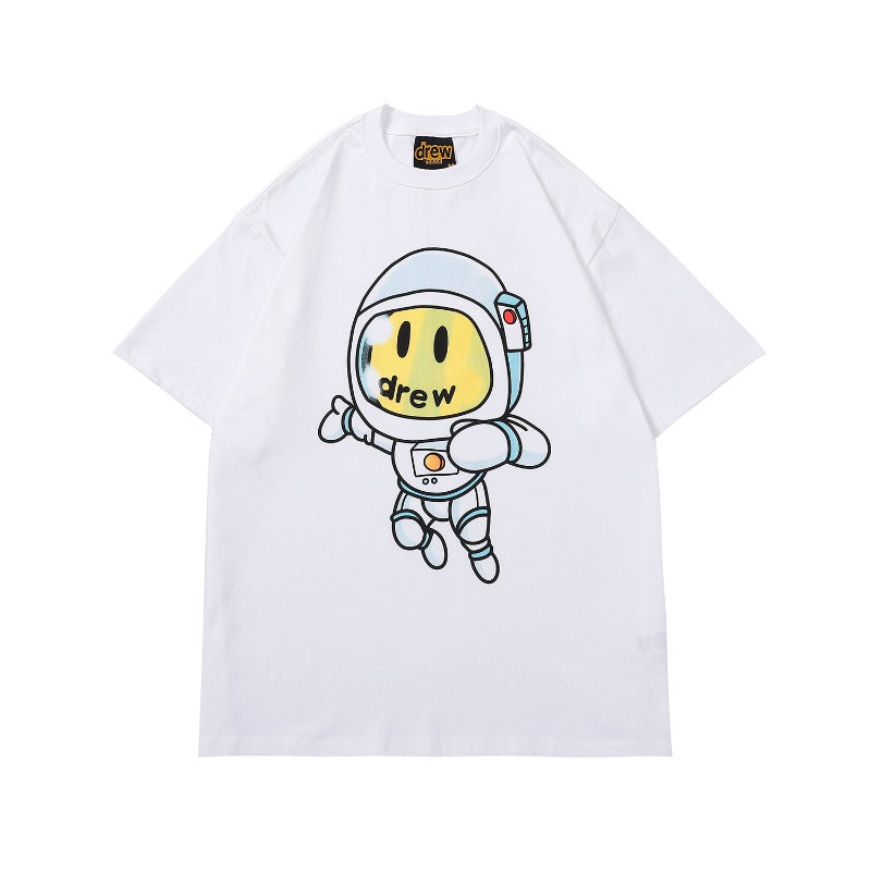Drew house t shirt d@ew astronaut cartoon pattern round neck pullover short sleeves
