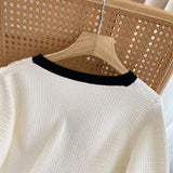 Women Sweater Knitwear Autumn and Winter Classic Style Contrast Color V-neck Knitted Cardigan Sweater Coat