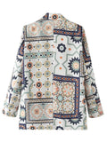 Women Suits Autumn Winter Retro Loose Printed Suit Coat Suit