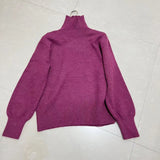 Women Knitted Pullover Turtleneck Sweater Vintage Loose Autumn Winter Coat