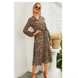 Beth Dutton Wardrobe Spring/Summer Leopard Print Long Sleeve Mid-Length Dress