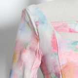 Women Dresses Spring Square Collar Long Sleeve Umbrella Skirt Short Dress Qymy0409)