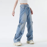 Men Jeans Straight Wide Leg Cargo Jeans