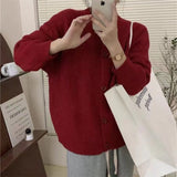 Women Knitwear Autumn and Winter round Neck Sweater Loose Knitted Cardigan