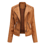 Red Leather Jacket Spring and Autumn Women's Leather Jacket Women's Short Jacket