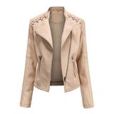 Red Leather Jacket Spring and Autumn Women's Leather Jacket Women's Short Jacket