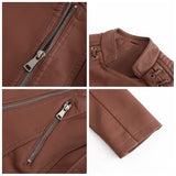 Red Leather Jacket Spring and Autumn Women's Leather Jacket Women's Short Jacket