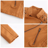 Red Leather Jacket Spring and Autumn Women's Leather Jacket Women's Short Jacket