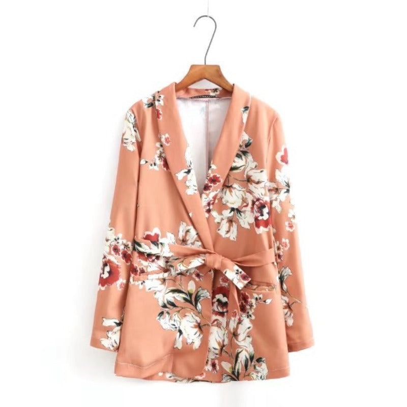 Women Suits Floral Print Suit Jacket Straight Floral Two-Piece Pants Outfit