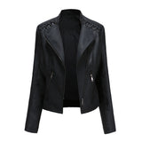 Red Leather Jacket Spring and Autumn Women's Leather Jacket Women's Short Jacket