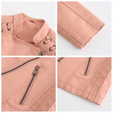 Red Leather Jacket Spring and Autumn Women's Leather Jacket Women's Short Jacket