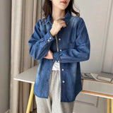 Women Jacket Denim Shirt Autumn Vintage Coat Top
