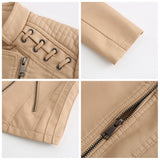 Red Leather Jacket Spring and Autumn Women's Leather Jacket Women's Short Jacket