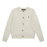 Rl ralph lauren pony crewneck color block wool knit cardigan - women's autumn/winter star dot sweet socialite casual outerwear