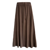 Women Skirt Drawstring Knitted A- line Skirt Wool Skirt