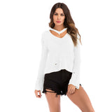 Women Knitted Sweater Autumn and Winter V-neck Women's Loose Sweater Long Sleeve Bottoming Sweater