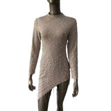 Women Dresses Turtleneck Beaded Dress Sexy Tight Beads Tassels Party Skirt (Ont0408)