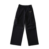 Women Sweatpants Multi-Pocket Cargo Pants Fall Loose-Fitting Wide-Leg Trousers