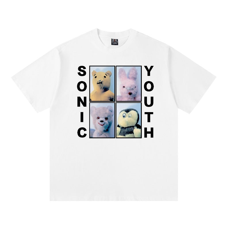 saint m t shirts s.m doll letter graphic crewneck pullover short sleeve tee