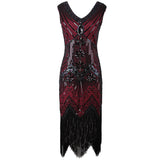 Flappers 1920S Dress Sequined Dress plus Size Tassel V-neck Evening Gown