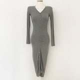 Women Dresses V-neck Buttons Dress Sexy Dress