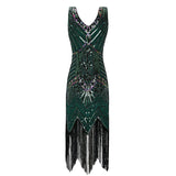 Flappers 1920S Dress Sequined Dress plus Size Tassel V-neck Evening Gown