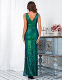 Women's Evening Gown Sexy Sleeveless Vintage Sequins Dress Dress