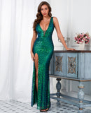 Women's Evening Gown Sexy Sleeveless Vintage Sequins Dress Dress