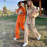 Ladies Leisure Knitwear Polo Collar Sweater Suit Casual Knitted Two-Piece