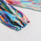 Women Dresses Spring Tie-Dyed Long Sleeve Lapel Loose Dress (Qymy0409)