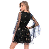 Women's Evening Gown Sexy Retro Mesh Long Sleeve Sequins Dress