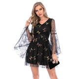 Women's Evening Gown Sexy Retro Mesh Long Sleeve Sequins Dress