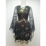Women's Evening Gown Sexy Retro Mesh Long Sleeve Sequins Dress