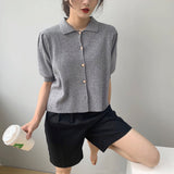 Women Knitted T-shirt Sweater Cardigan Short Slim Fit Sweater