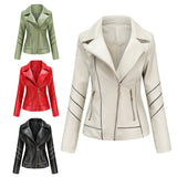 Red Leather Jacket Pu Short Coat Spring and Autumn Jacket