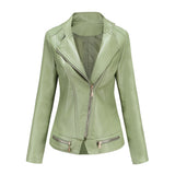 Red Leather Jacket PU Leather Thin Spring and Autumn Coat Women's Jacket
