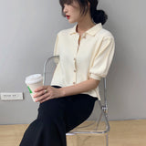 Women Knitted T-shirt Sweater Cardigan Short Slim Fit Sweater