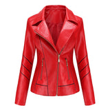 Red Leather Jacket Pu Short Coat Spring and Autumn Jacket