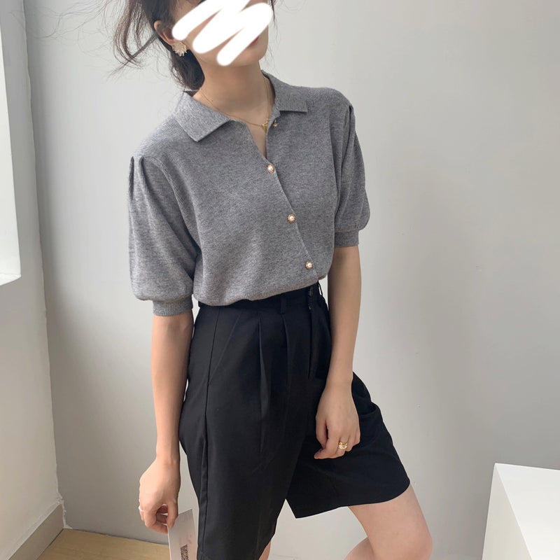 Women Knitted T-shirt Sweater Cardigan Short Slim Fit Sweater
