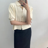 Women Knitted T-shirt Sweater Cardigan Short Slim Fit Sweater