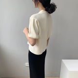 Women Knitted T-shirt Sweater Cardigan Short Slim Fit Sweater